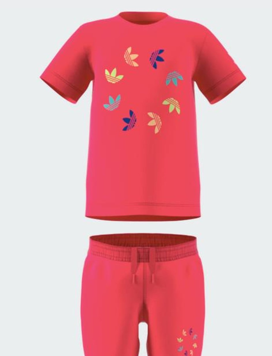 Barneklaer Lillefot Adidas Short/Tee Sett - Rosa