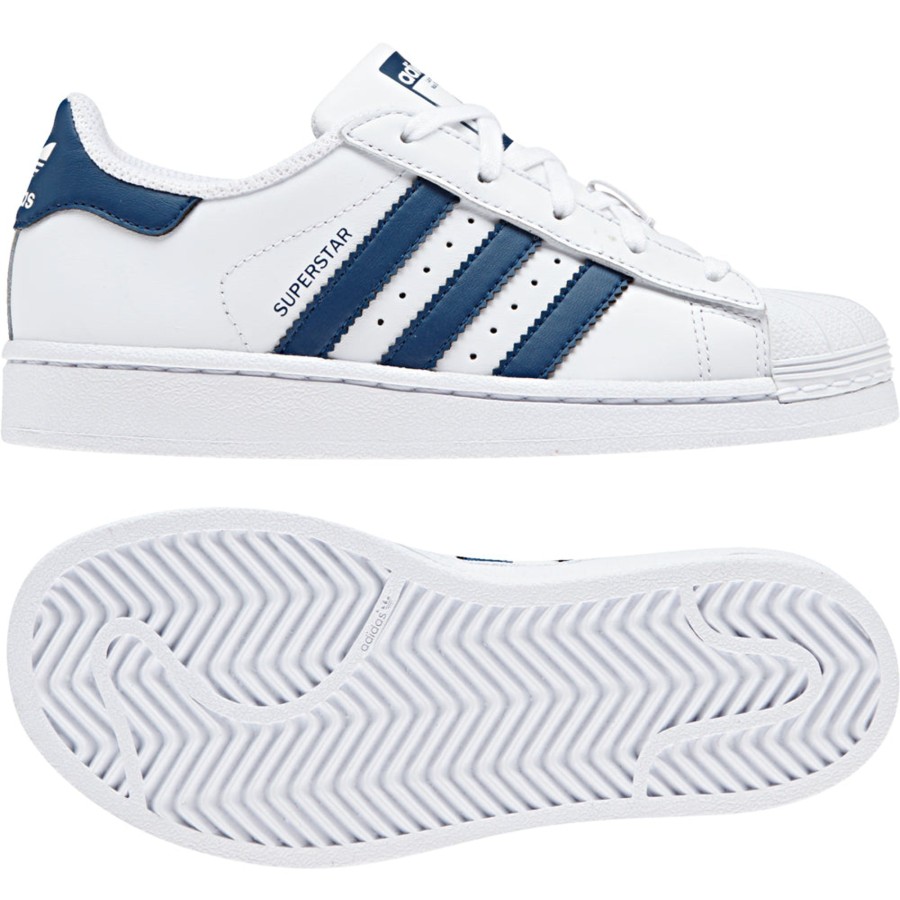 Barnesko Adidas Adidas Originals - Superstar C - Hvit/Bla Striper -Joggesko