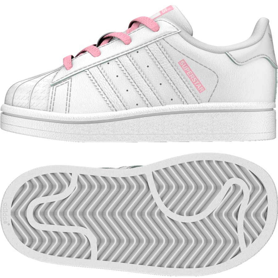 Barnesko Adidas Adidas Originals - Superstar I - Hvit M/Rosa Striper